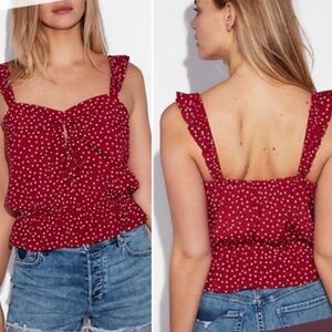 NWT Medium Express Red Polka Dot Ruffle Peplum Top Y2K Summer Clubwear Vacation